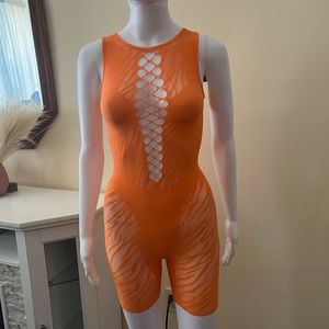 Orange Mesh Romper